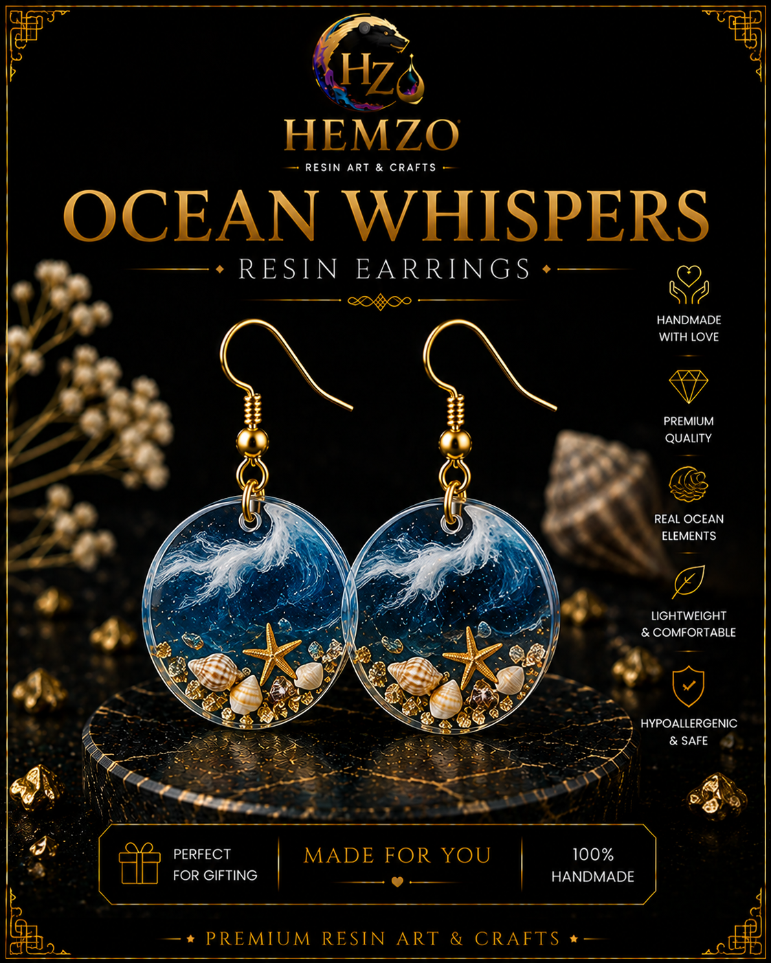 HEMZO Ocean Whispers Resin Earrings