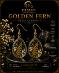 HEMZO Golden Fern Resin Earrings