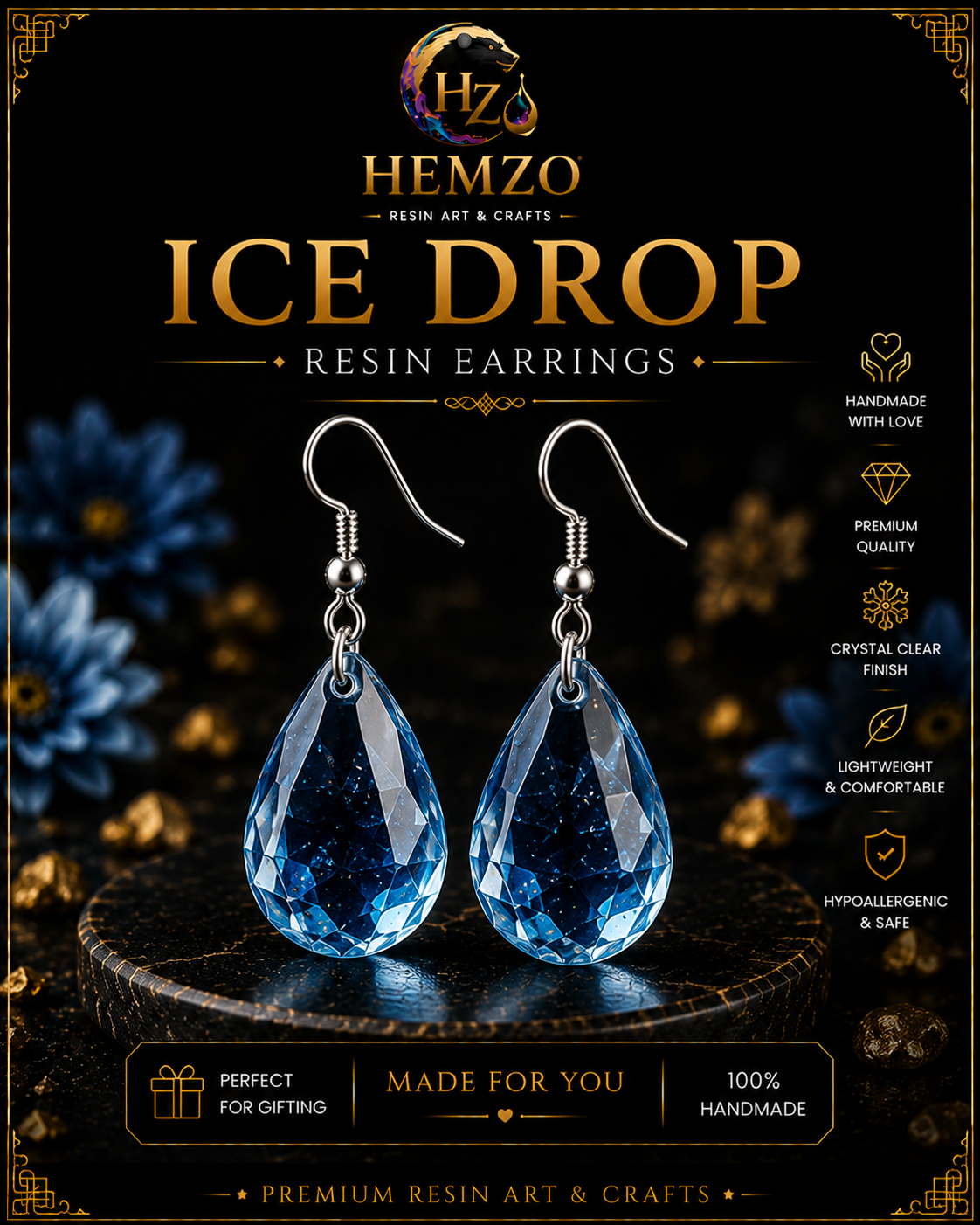HEMZO Ice Drop Resin Earrings