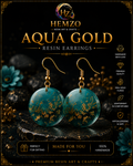 HEMZO Aqua Gold Resin Earrings