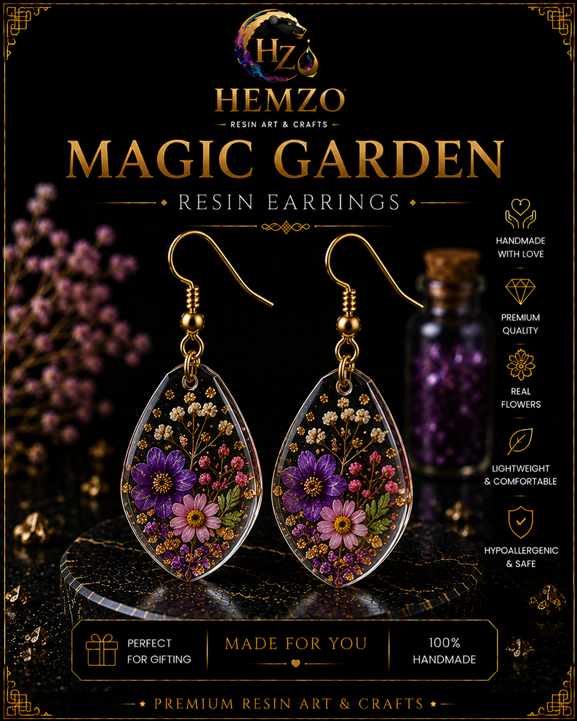 HEMZO Magic Garden Resin Earrings