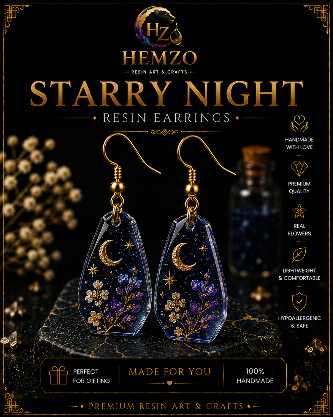 HEMZO Starry Night Resin Earrings